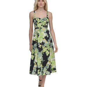 DKNY Women’s Cotton Corset Belted Floral Midi Dress – NWOT Size 16